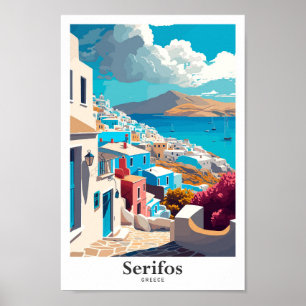 Serifos Grecia Ilustracion de arte de viajes