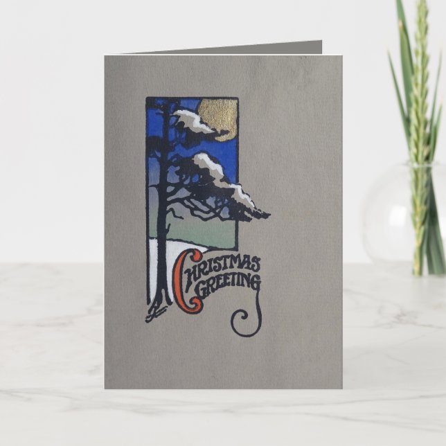 Serigraph Christmas snow moon tarjeta de saludo (Anverso)