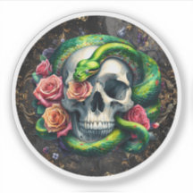 Serpiente Con Pegatina Verde De Calavera.