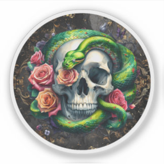 Serpiente Con Pegatina Verde De Calavera.