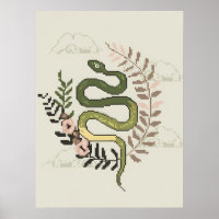 Serpiente de Arte Pixel con elementos florales
