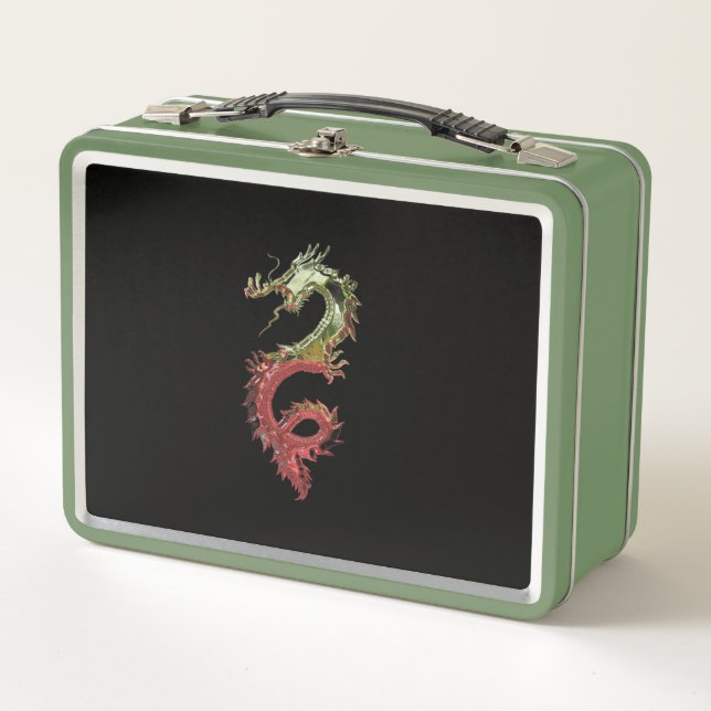 Serpiente de dragón verde y rojo metálico (Anverso)