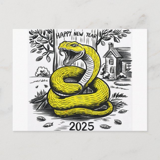 Serpiente de tarjetas de Año Nuevo 2025 (Anverso)