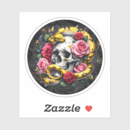 Serpiente Floral Con Pegatina De Calavera.