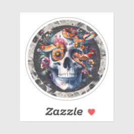 Serpiente Floral Con Pegatina De Calavera.