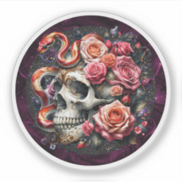Serpiente Floral Con Pegatina De Calavera.