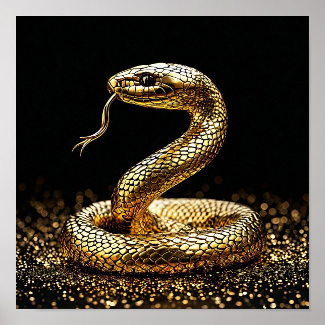 Serpiente Mística Dorada Estética Decoración Moder (Frente)