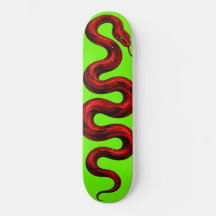 Serpiente Roja Patineta Verde Neón — Colorido Auda