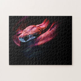 Serpiente roja sobre negro - Rompecabezas fotográf