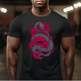 Serpiente rosa y gris brillante con camiseta flori