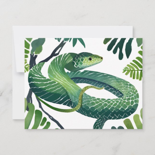 Serpiente verde | Acuarela del año de la serpiente (Anverso)