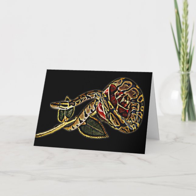 Serpiente y tarjeta de felicitación color de rosa (Anverso)