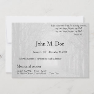 Servicio conmemorativo o invitación al funeral