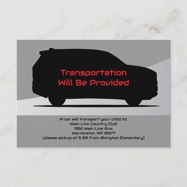 Servicio de coches Fiesta tarjeta de autobús SUV (Anverso)