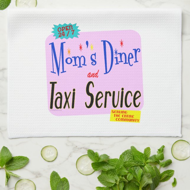 Servicio de comidas y taxi: toalla de cocina retro (Doblado)
