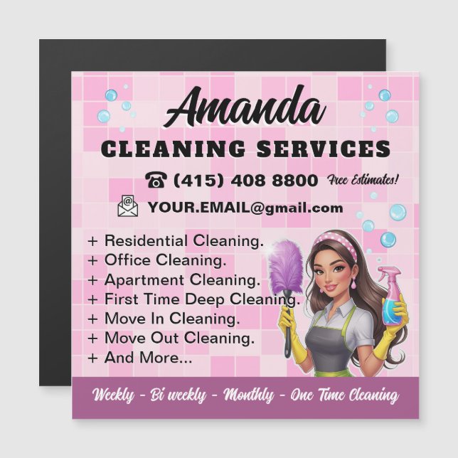 Servicio de Limpieza de Burbble Lady Janitorial (Anverso/Reverso)