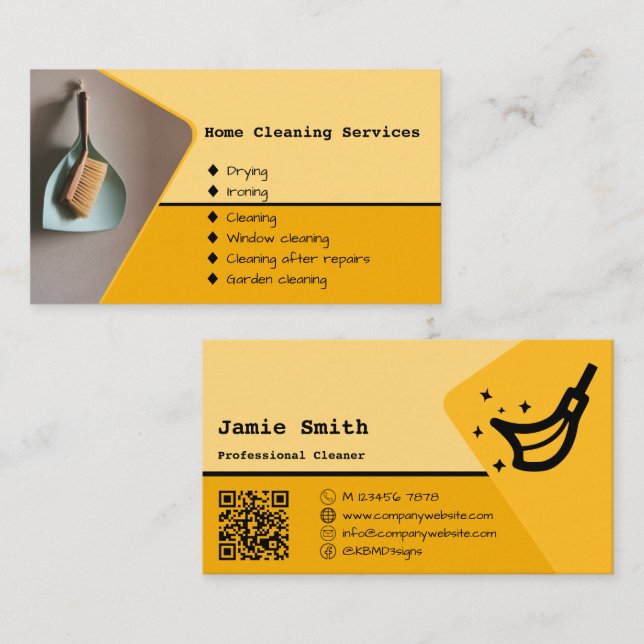 Servicio de limpieza del hogar Tarjeta de visita a (Anverso / Reverso)