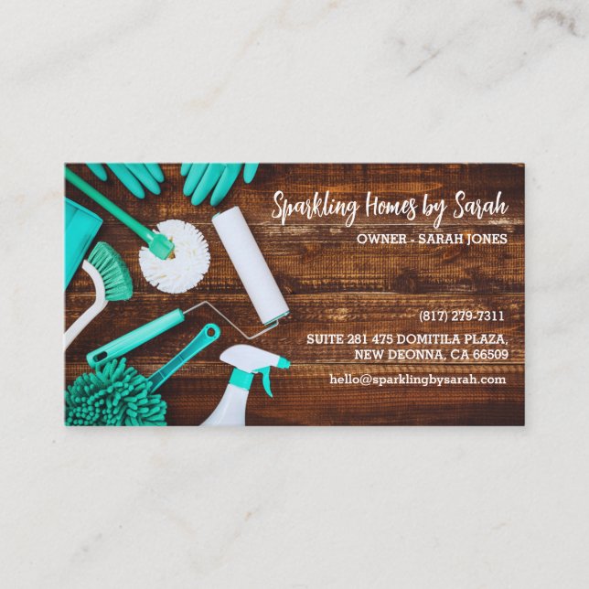 servicio de limpieza en el hogar tarjetas de visit (Anverso)