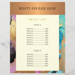 Servicio de salón de belleza moderno menú de folle