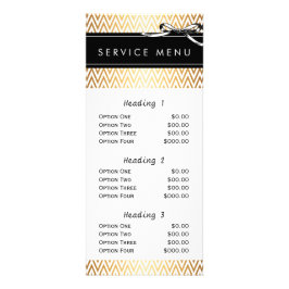 servicio de salón menú bandas doradas moda moderna