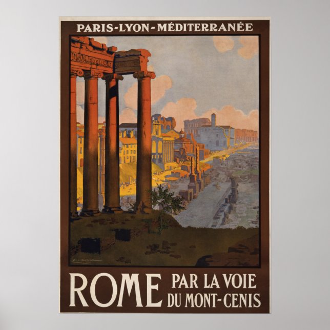 Servicio de tren con póster de viajes París Roma I (Frente)