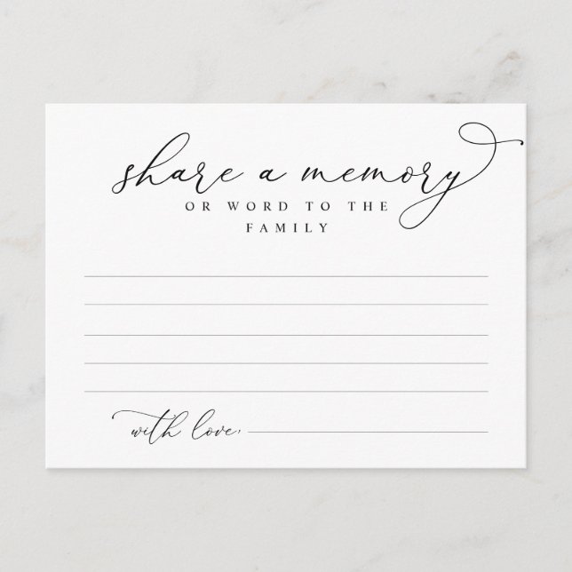 Servicio funeral, Compartir una memoria, tarjeta d (Anverso)
