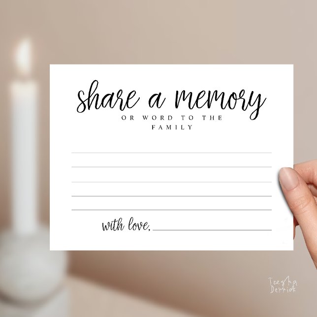 Servicio funeral, Compartir una memoria, Tarjeta d (Funeral Service, Share a memory, Sympathy Card, or word to family, Condolence card in Black White)