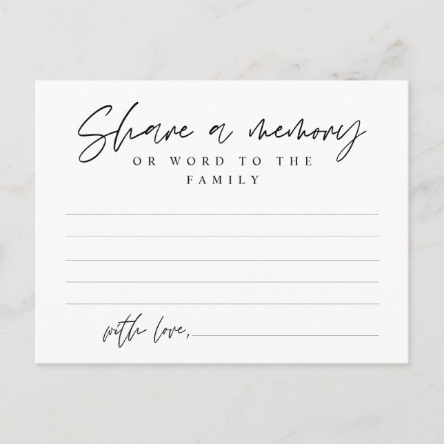 Servicio funeral, Compartir una memoria, tarjeta d (Anverso)