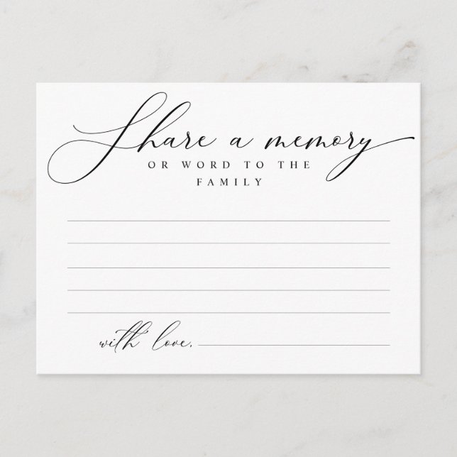 Servicio Funerario, Comparte un recuerdo, Tarjeta  (Anverso)