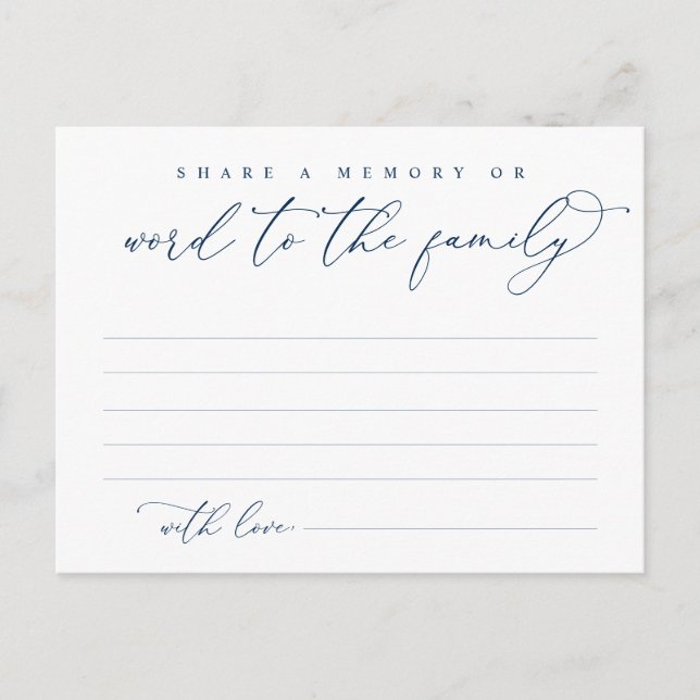 Servicio Funerario, Comparte un recuerdo, Tarjeta  (Anverso)