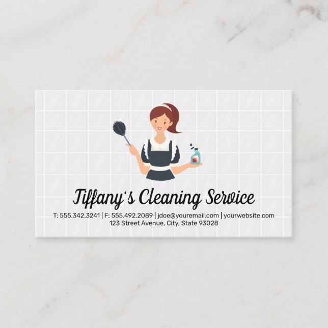 Servicio Maid | Tarjeta de visita Tiles de baño (Anverso)