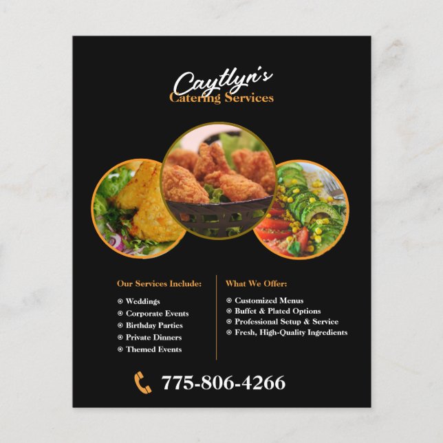 Servicios de Catering Folleto Editable Personaliza (Frente)