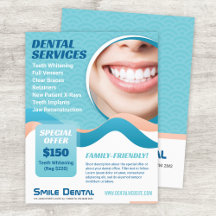 Servicios de dentista dental con folleto de oferta