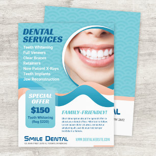Servicios de dentista dental con folleto de oferta