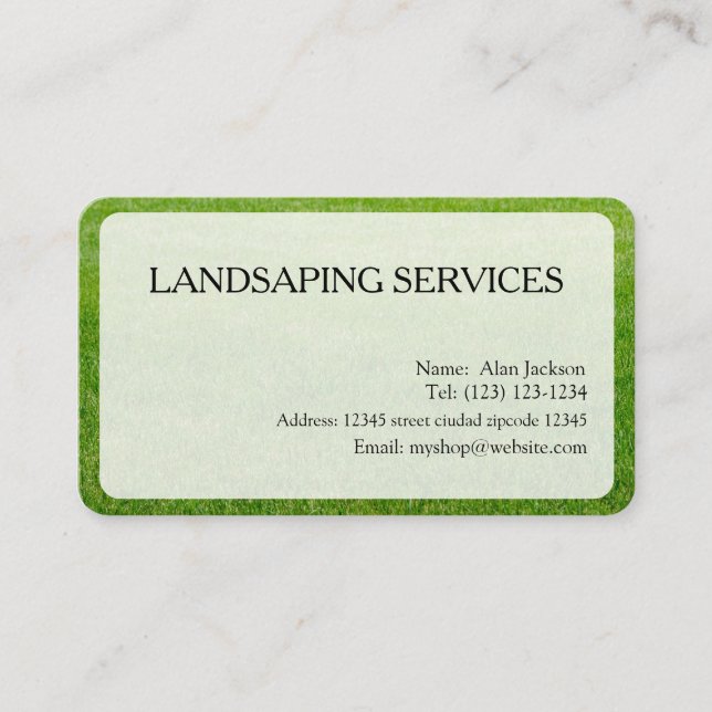 SERVICIOS DE LANDSCAPING Tarjeta de negocios edita (Anverso)