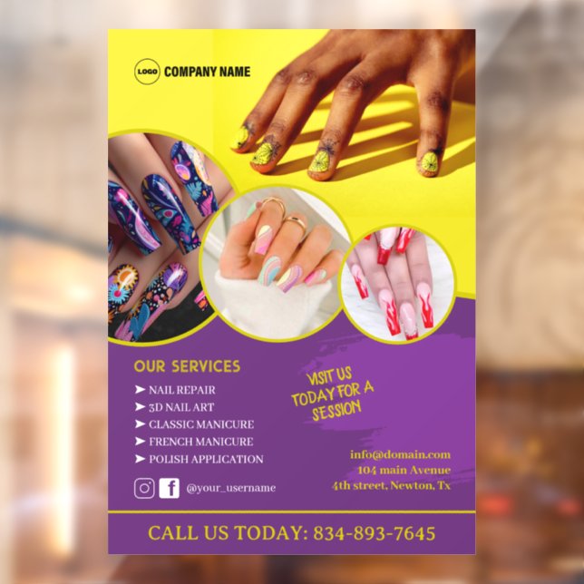 Servicios de Salón de Uñas Vinilo Adhesivo para Ve (Hoja 2)