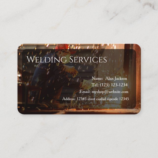 Servicios de soldadura Tarjeta de negocios editabl (Anverso)