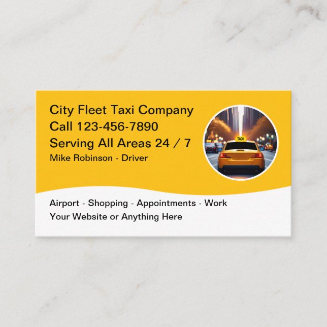 Servicios de transporte de taxis Tarjetas de visit (Anverso)