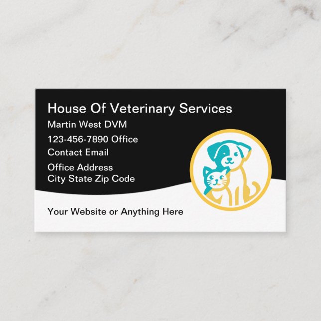 Servicios veterinarios Tarjetas de visita sencilla (Anverso)