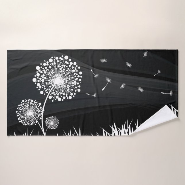 Serviette de bain Pissenlit noir et blanc (Toalla de baño)