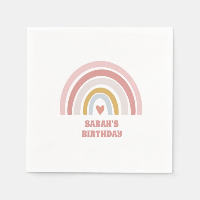 servilleta arcoiris rosa para nombre personalizado (Anverso)