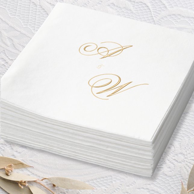 Servilleta de boda con inicial de papel metálico e (Elegant Foil Initial Wedding Napkin)