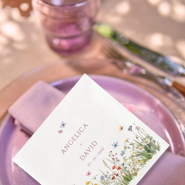 Servilleta de boda de mariposas de flores silvestr (Subido por el creador)