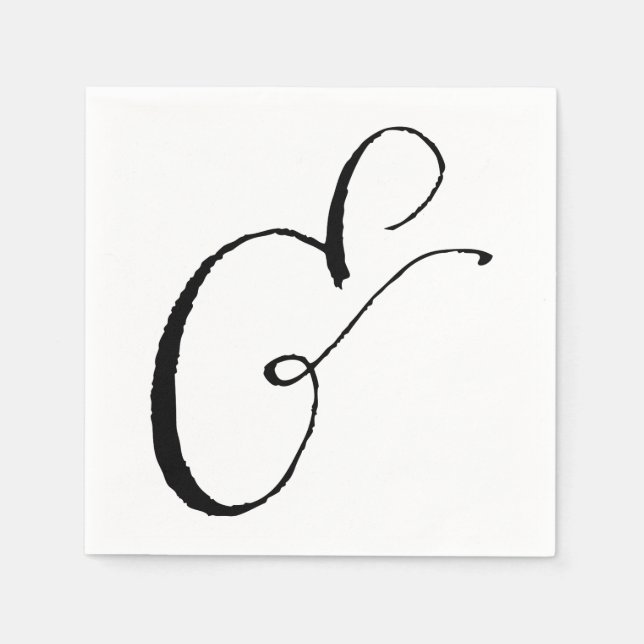 Servilleta de Caligrafía Ampersand, Negro y Blanco (Anverso)
