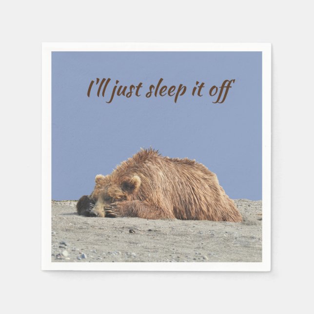 servilleta de cóctel estándar con oso pardo (Anverso)