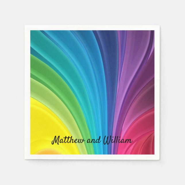 Servilleta de cóctel para recepción de boda arcoír (Anverso)