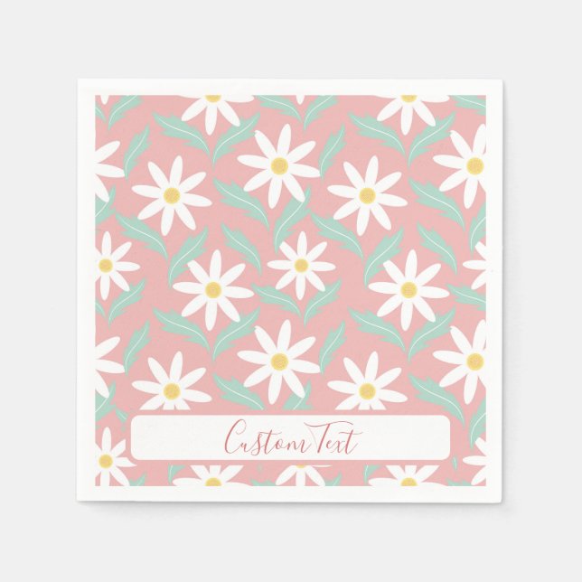 Servilleta De Papel С hamomile Pink Verde azulada Flower Leaves person (Anverso)