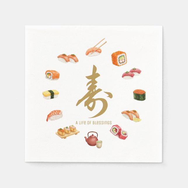 Servilleta De Papel 寿 Sushi Circle T-Shirt – “A Life of Blessings” Des (Anverso)