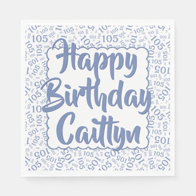 Servilleta De Papel 05 Número de cumpleaños Patrón Vieiras Azul/Blanco (Anverso)