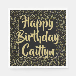 Servilleta De Papel 05 Número de cumpleaños Patrón Vieiras Oro/Negro
